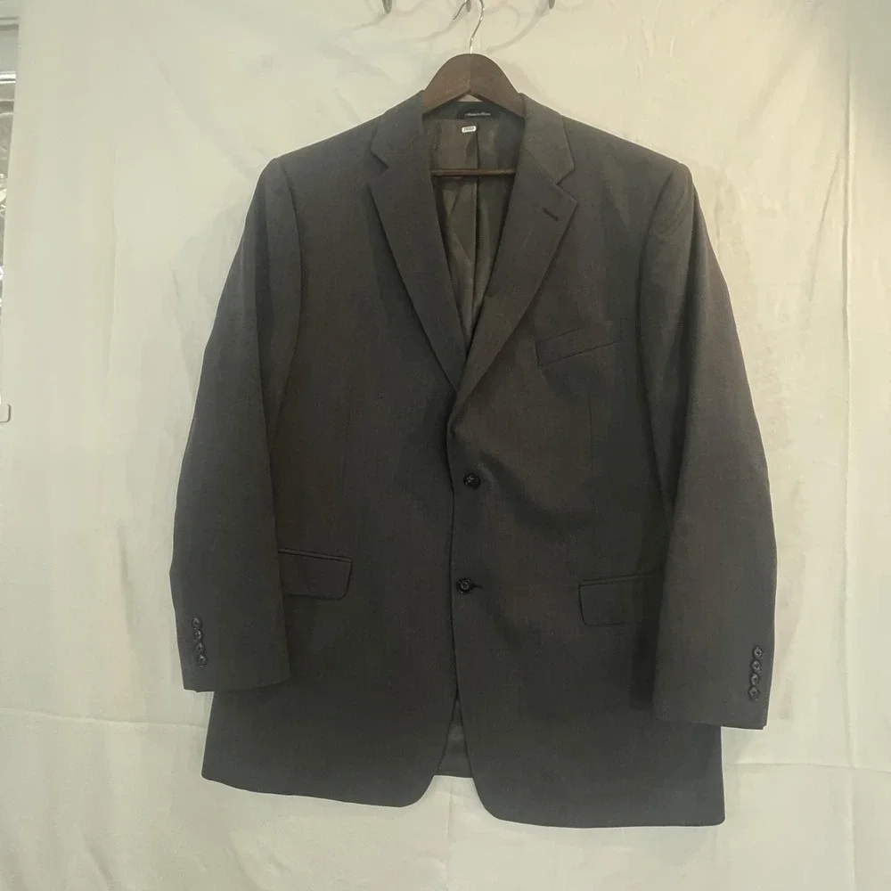 Roundtree & Yorke Blazer Mens 46L Gray 100% Wool Two Button Dillard's‎ Jacket